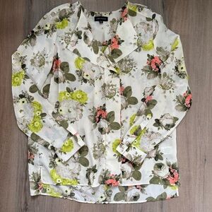 Lord & Taylor Pink Green Classic Floral Pleated Whimsygoth Women’s Shirt